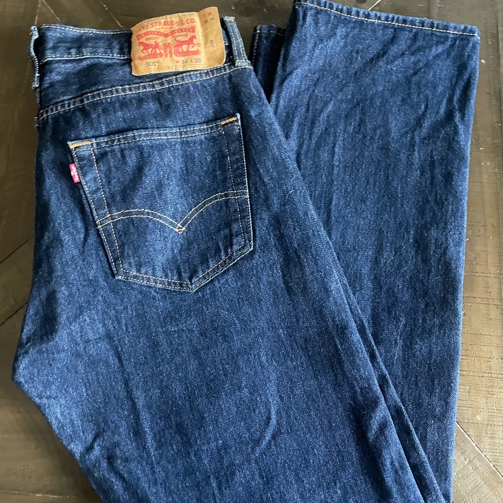 Vintage Levi's 501 Blue Straight Jeans Classic Fit Mens W34 L32